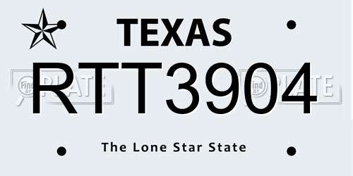 RTT3904 Texas License Plate