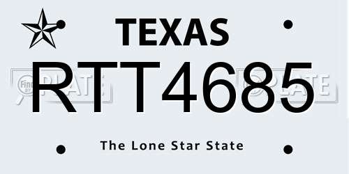 RTT4685 Texas License Plate