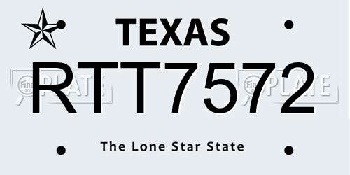 RTT7572 Texas License Plate