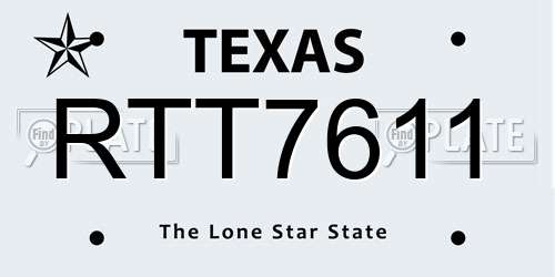 RTT7611 Texas License Plate