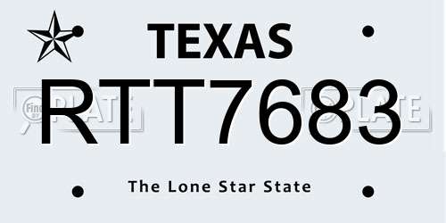 RTT7683 Texas License Plate