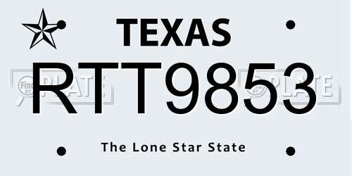 RTT9853 Texas License Plate