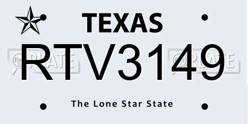 RTV3149 Texas License Plate