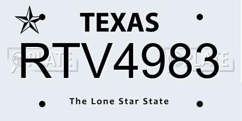 RTV4983 Texas License Plate
