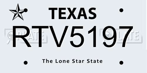 RTV5197 Texas License Plate