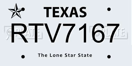 RTV7167 Texas License Plate