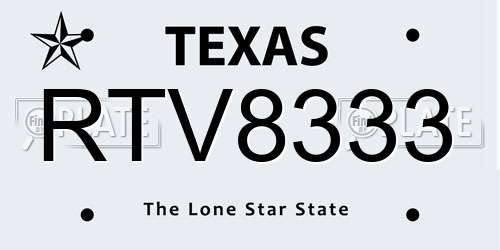 RTV8333 Texas License Plate