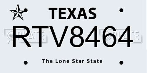 RTV8464 Texas License Plate