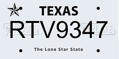 RTV9347 Texas License Plate