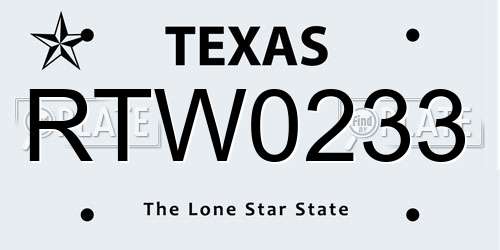 RTW0233 Texas License Plate