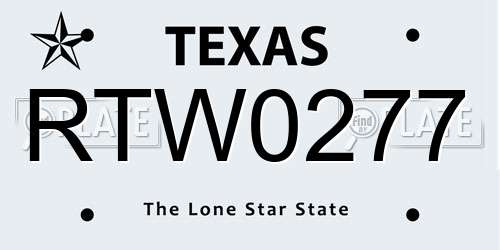 RTW0277 Texas License Plate