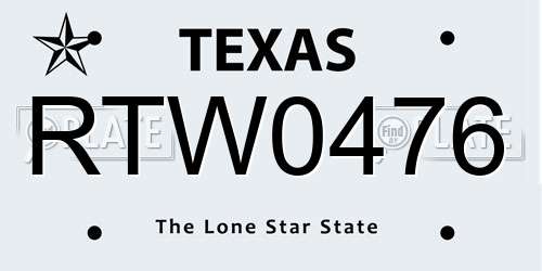 RTW0476 Texas License Plate