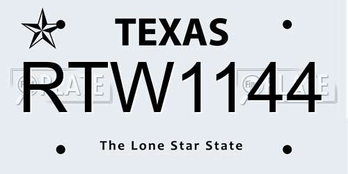 RTW1144 Texas License Plate