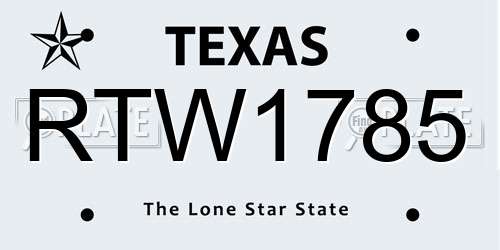 RTW1785 Texas License Plate