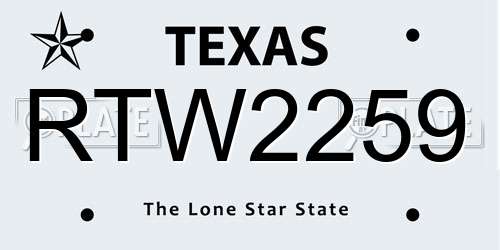 RTW2259 Texas License Plate
