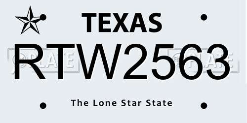 RTW2563 Texas License Plate