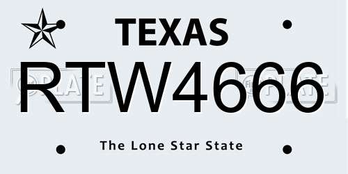 RTW4666 Texas License Plate