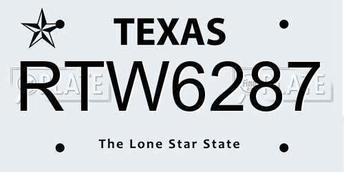 RTW6287 Texas License Plate
