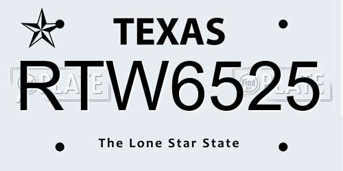 RTW6525 Texas License Plate