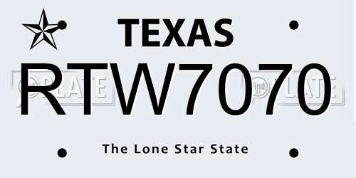 RTW7070 Texas License Plate