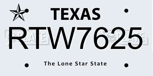RTW7625 Texas License Plate