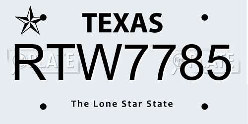 RTW7785 Texas License Plate