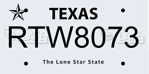 RTW8073 Texas License Plate