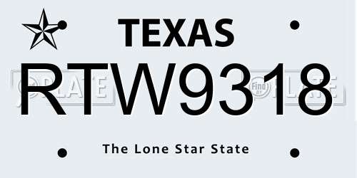 RTW9318 Texas License Plate