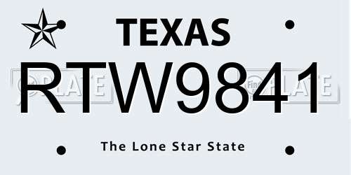 RTW9841 Texas License Plate