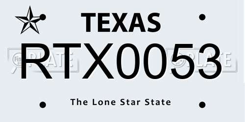 RTX0053 Texas License Plate