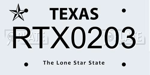 RTX0203 Texas License Plate