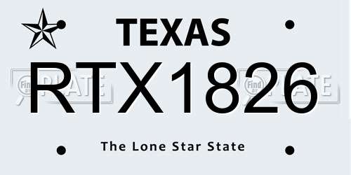 RTX1826 Texas License Plate