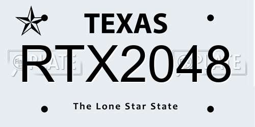 RTX2048 Texas License Plate