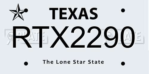 RTX2290 Texas License Plate