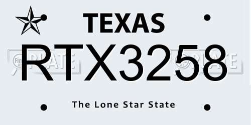 RTX3258 Texas License Plate