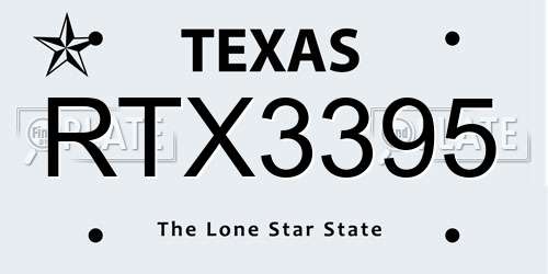 RTX3395 Texas License Plate