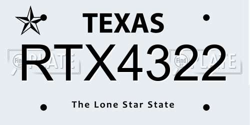 RTX4322 Texas License Plate