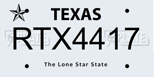 RTX4417 Texas License Plate