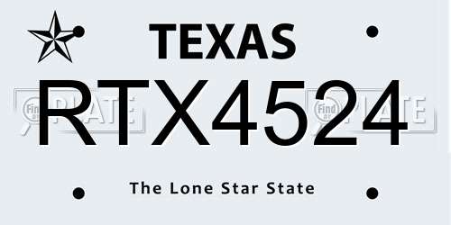 RTX4524 Texas License Plate