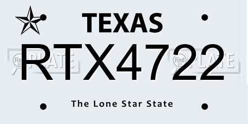 RTX4722 Texas License Plate