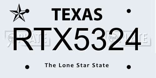 RTX5324 Texas License Plate