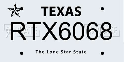 RTX6068 Texas License Plate
