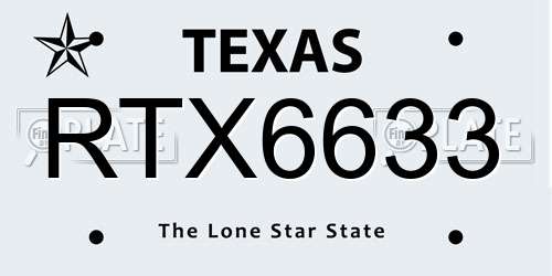 RTX6633 Texas License Plate