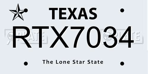 RTX7034 Texas License Plate