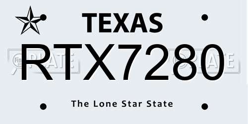 RTX7280 Texas License Plate