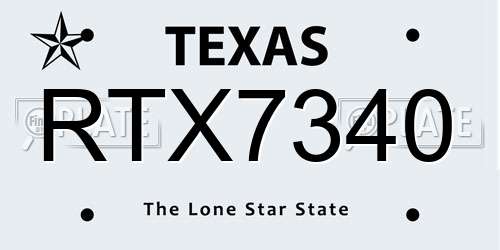 RTX7340 Texas License Plate