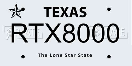 RTX8000 Texas License Plate
