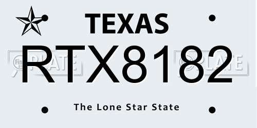 RTX8182 Texas License Plate