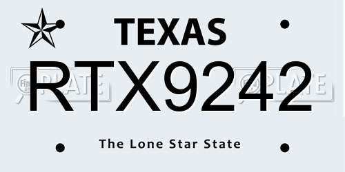 RTX9242 Texas License Plate