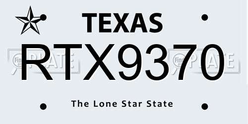 RTX9370 Texas License Plate